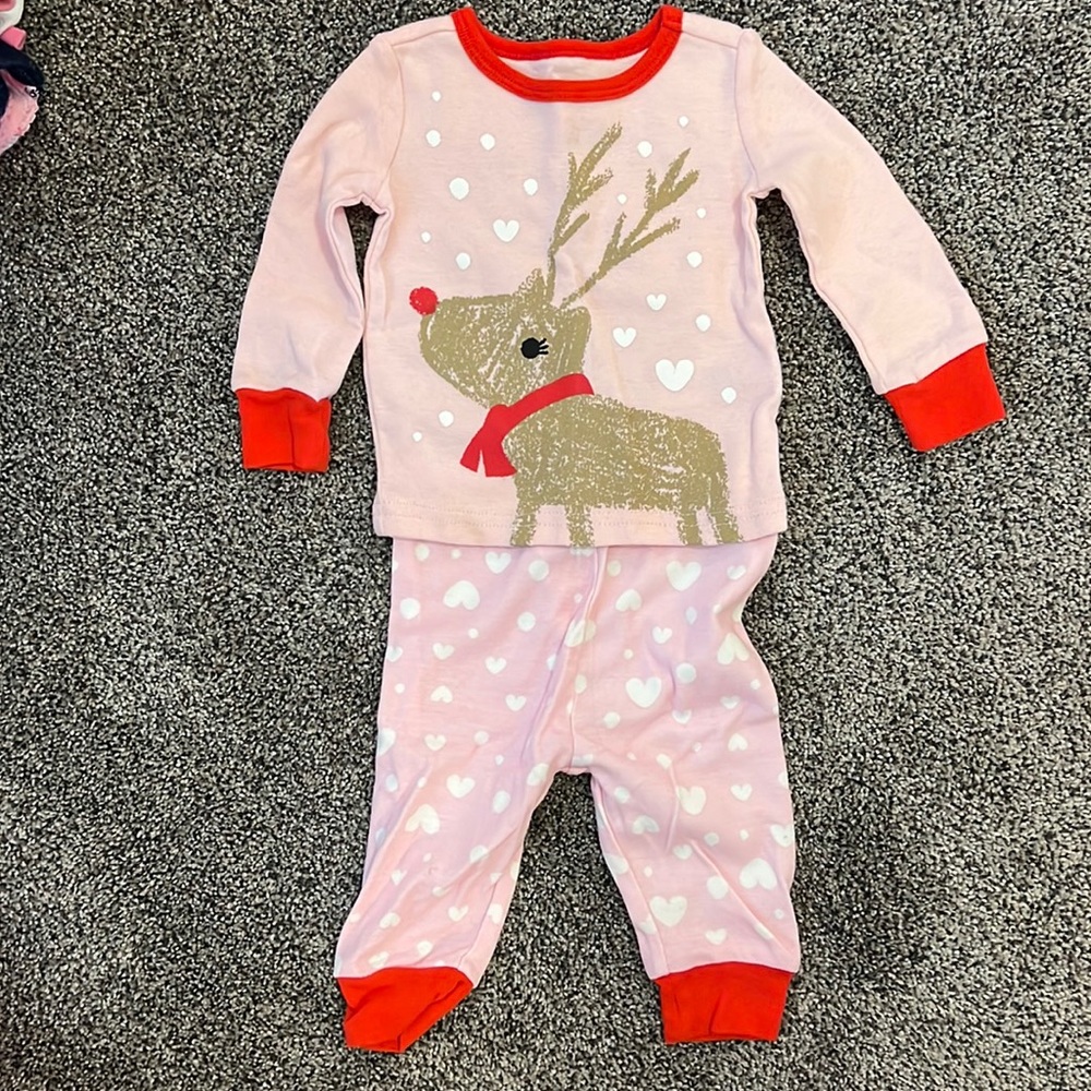 Rudolph Christmas baby girl 0-3 month pajamas
